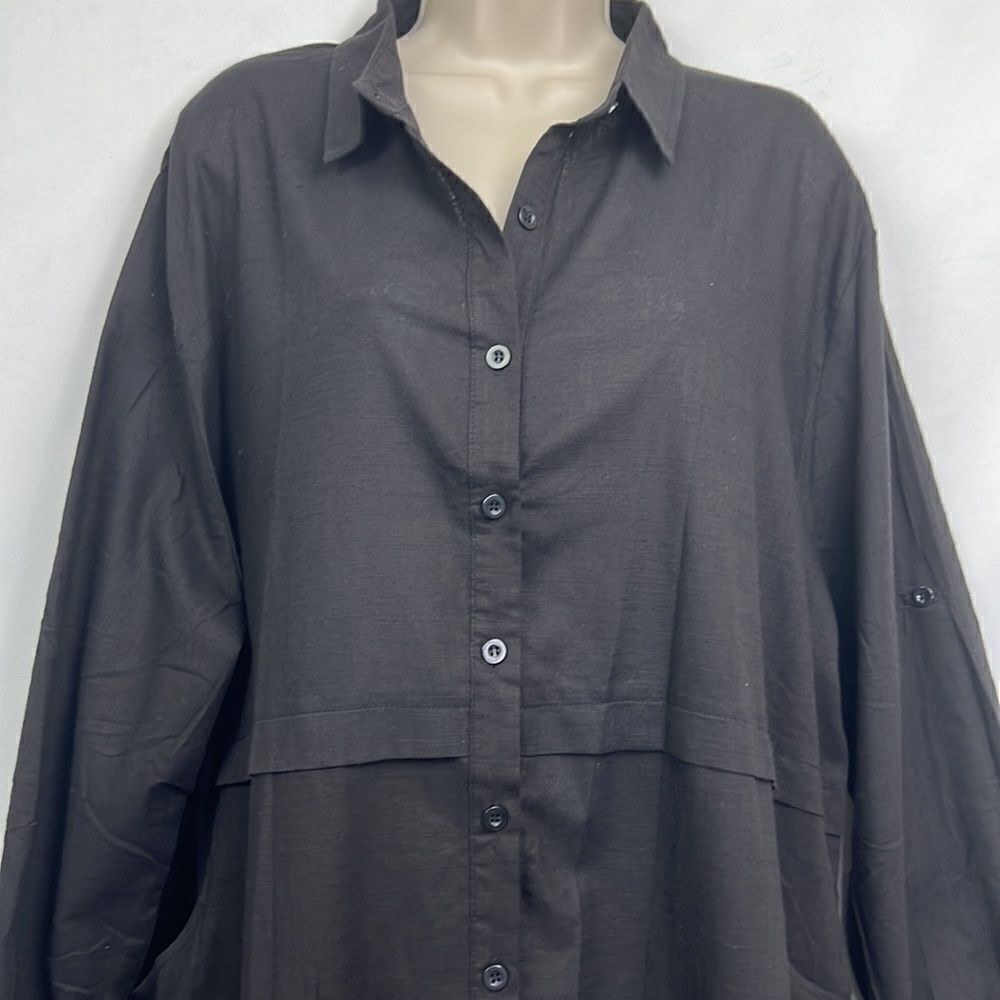 Hotouch black linen shirt dress coverup NWT size XXXL - Picture 2 of 12
